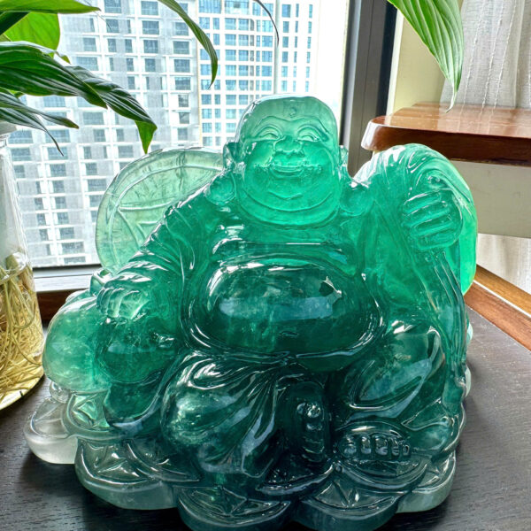 Tượng Phật Di Lặc Đá Fluorite Tạc Tay Thủ Công